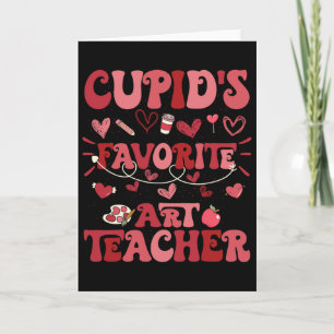 Retro Groovy Cupid's Favorite Art Teacher Valentin Card