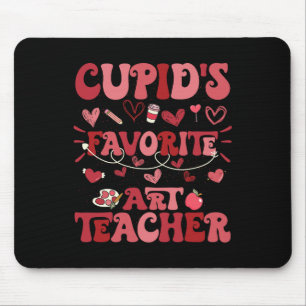 Retro Groovy Cupid's Favorite Art Teacher Valentin Mouse Mat