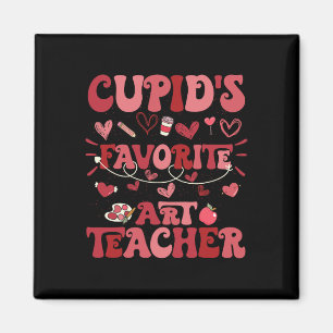 Retro Groovy Cupid's Favourite Art Teacher Valenti Magnet