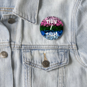 Retro Groovy Cute Floral Omniromantic Pride Flag 6 Cm Round Badge