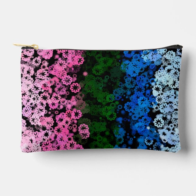 Retro Groovy Cute Floral Omniromantic Pride Flag Accessory Pouch (Front)