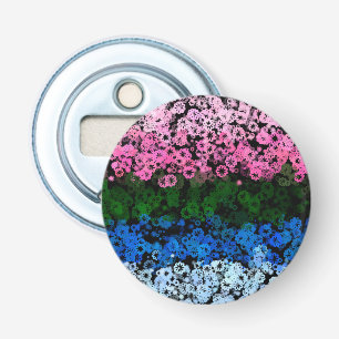 Retro Groovy Cute Floral Omniromantic Pride Flag Bottle Opener