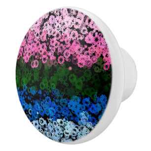 Retro Groovy Cute Floral Omniromantic Pride Flag Ceramic Knob
