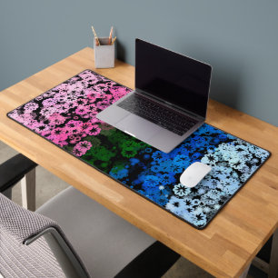 Retro Groovy Cute Floral Omniromantic Pride Flag Desk Mat