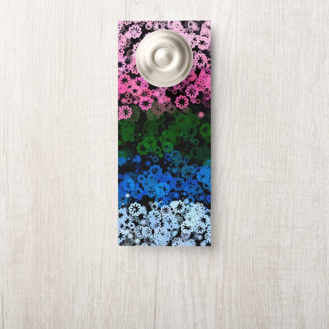 Retro Groovy Cute Floral Omniromantic Pride Flag Door Hanger (On Knob)