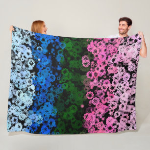 Retro Groovy Cute Floral Omniromantic Pride Flag Fleece Blanket