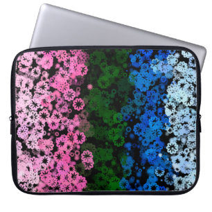 Retro Groovy Cute Floral Omniromantic Pride Flag Laptop Sleeve