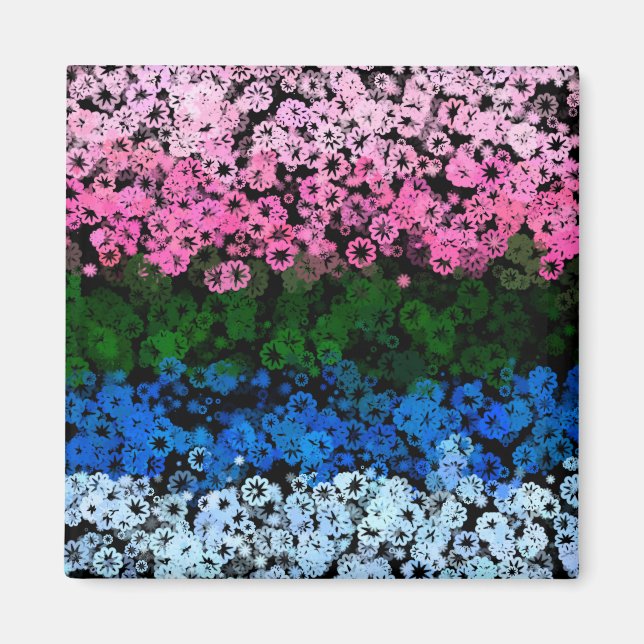 Retro Groovy Cute Floral Omniromantic Pride Flag Magnet (Front)