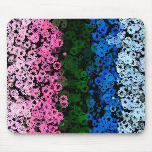 Retro Groovy Cute Floral Omniromantic Pride Flag Mouse Mat