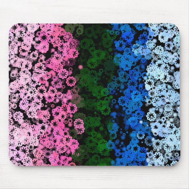 Retro Groovy Cute Floral Omniromantic Pride Flag Mouse Mat (Front)