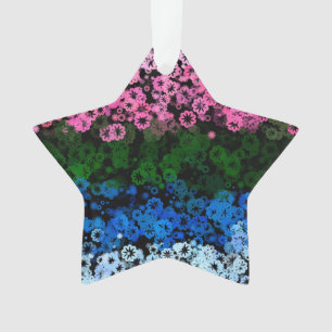 Retro Groovy Cute Floral Omniromantic Pride Flag Ornament