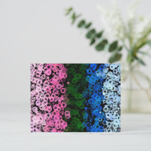 Retro Groovy Cute Floral Omniromantic Pride Flag Postcard