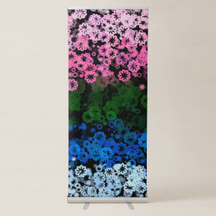 Retro Groovy Cute Floral Omniromantic Pride Flag Retractable Banner