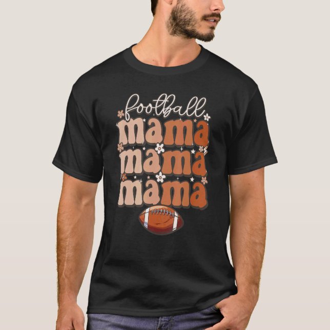 Retro groovy cute football mama  football mum T-Shirt (Front)
