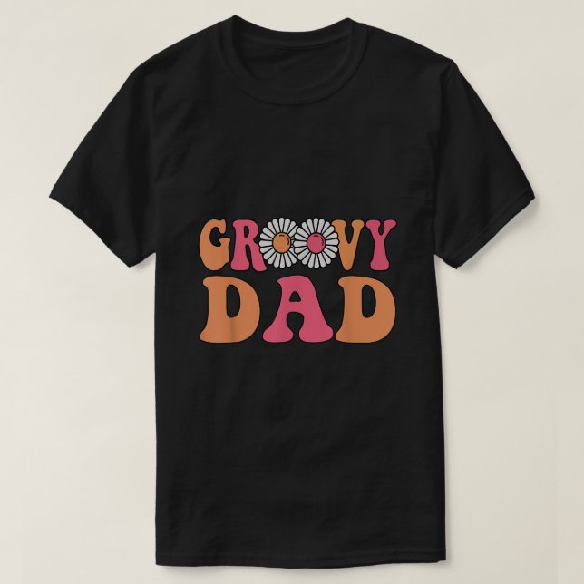 Retro Groovy Dad Matching Family 1st Birthday Part T-Shirt (Design Front)