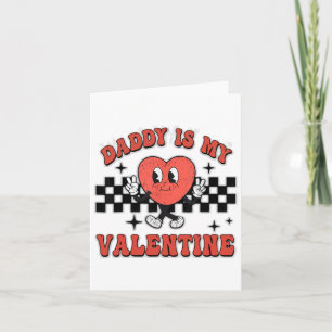 Retro Groovy Daddy Is My Valentine Cute Heart Boys Card