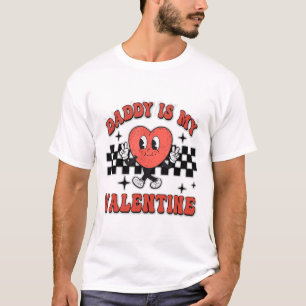 Retro Groovy Daddy Is My Valentine Cute Heart Boys T-Shirt