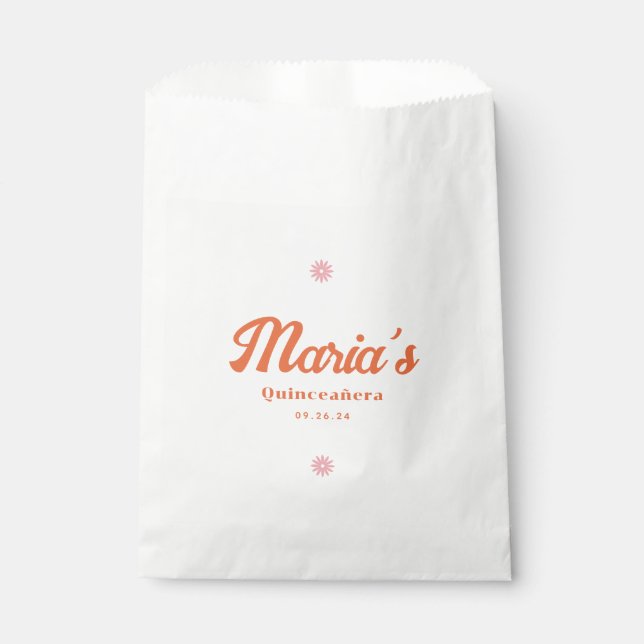 Retro Groovy Daisy Quinceanera Favour Bags (Front)