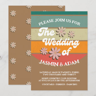 Retro Groovy Daisy Wedding Invitation