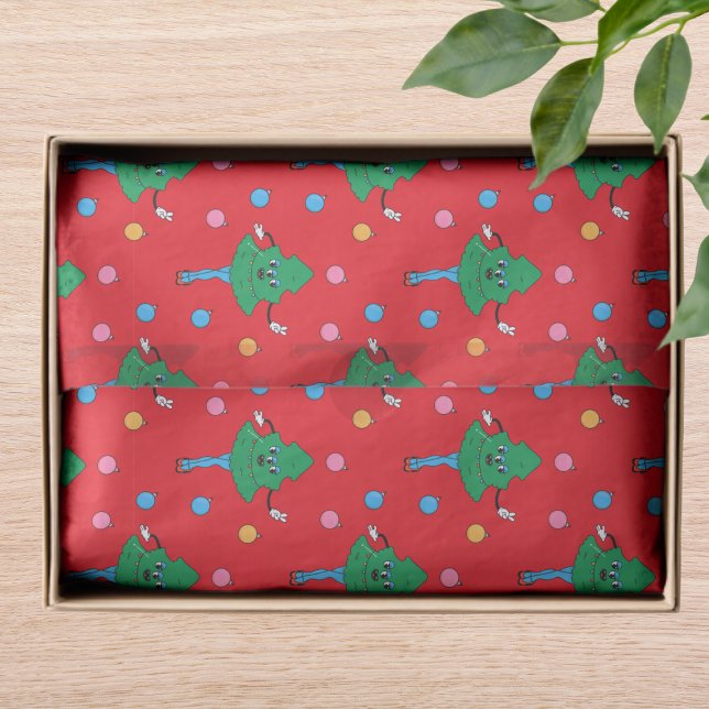 Retro Groovy Dancing Christmas Tree Pattern Tissue Paper (Creator Uploaded)
