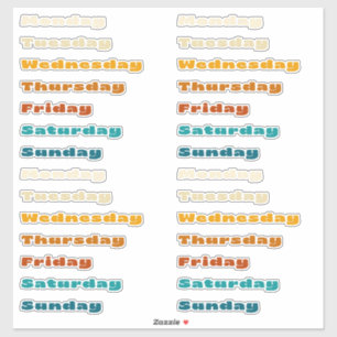 Retro Groovy Days of the Week Sticker Sheet