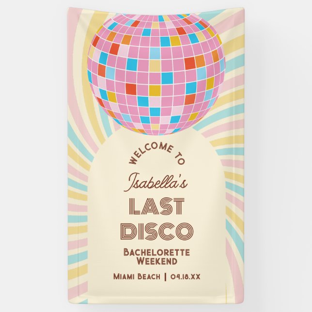 Retro Groovy Disco Bachelorette Weekend Welcome Banner (Vertical)