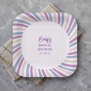 Retro Groovy Disco Bridal Shower Paper Plate