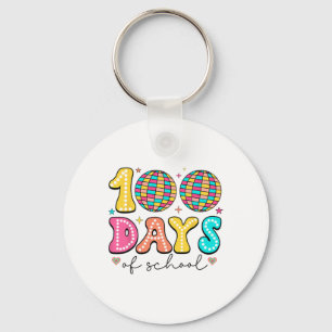 Retro Groovy Disco Byll 100 Days Of School Teacher Key Ring