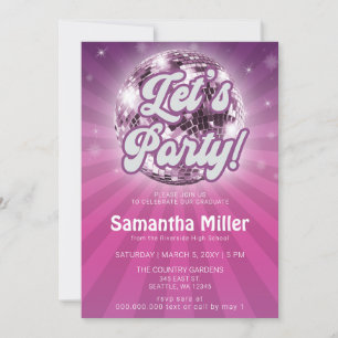 Retro Groovy Disco Party Photo Graduation Invitation