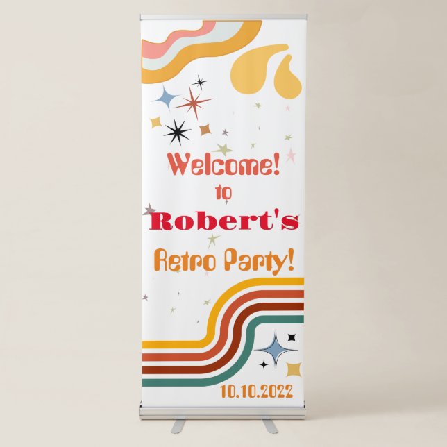 Retro Groovy Disco Party Retractable Banner (Front)