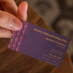 Retro Groovy Disco Purple Print Business Card