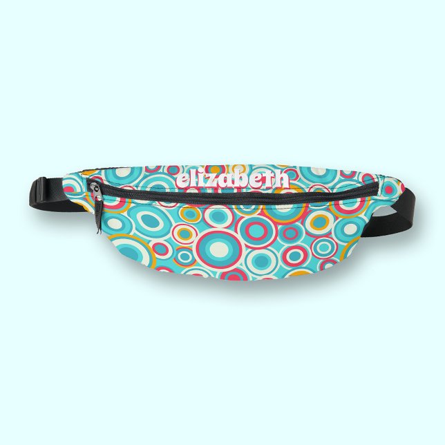Retro Groovy Dot Pattern Bum Bags (Retro groovy dot pattern fanny pack, personalized with your first name)