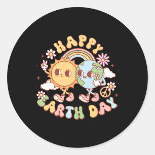 Retro Groovy Earth Day 2025 Planet Anniversary Wom Classic Round Sticker