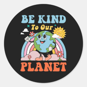 Retro Groovy Earth Day Anniversary - Be Kind To Ou Classic Round Sticker