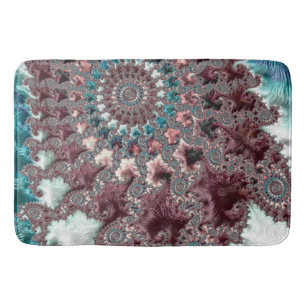 Retro Groovy Eclectic Bohemian Spiral Fractal Bath Mat