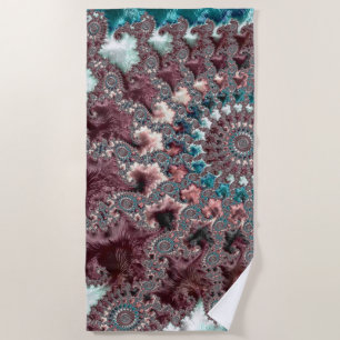 Retro Groovy Eclectic Bohemian Spiral Fractal Beach Towel
