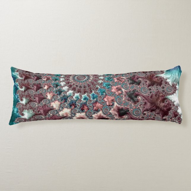 Retro Groovy Eclectic Bohemian Spiral Fractal Body Cushion (Front)