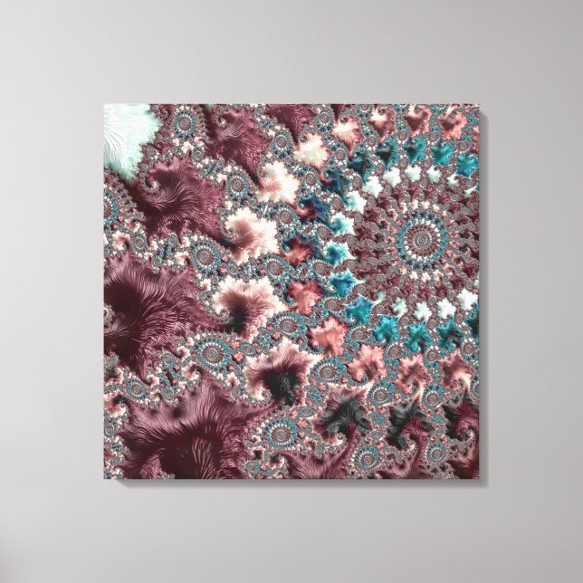 Retro Groovy Eclectic Bohemian Spiral Fractal Canvas Print (Front)