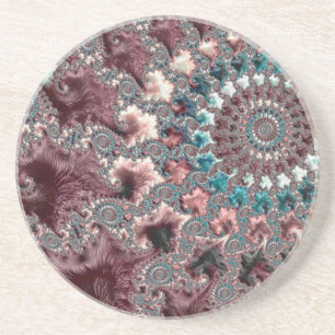 Retro Groovy Eclectic Bohemian Spiral Fractal Coaster