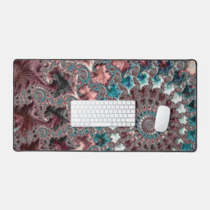 Retro Groovy Eclectic Bohemian Spiral Fractal Desk Mat