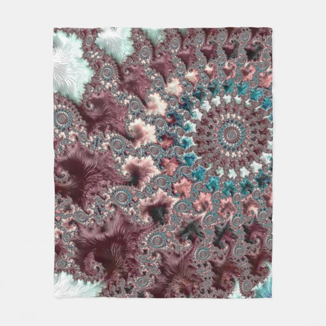 Retro Groovy Eclectic Bohemian Spiral Fractal Fleece Blanket (Front)