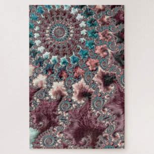 Retro Groovy Eclectic Bohemian Spiral Fractal Jigsaw Puzzle