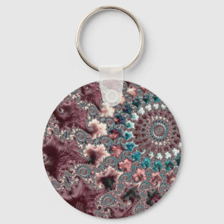 Retro Groovy Eclectic Bohemian Spiral Fractal Key Ring