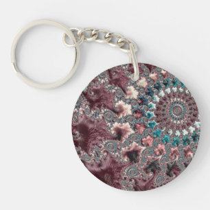 Retro Groovy Eclectic Bohemian Spiral Fractal Key Ring