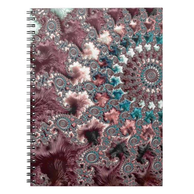 Retro Groovy Eclectic Bohemian Spiral Fractal Notebook (Front)