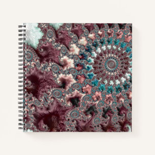 Retro Groovy Eclectic Bohemian Spiral Fractal Notebook