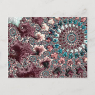 Retro Groovy Eclectic Bohemian Spiral Fractal Postcard