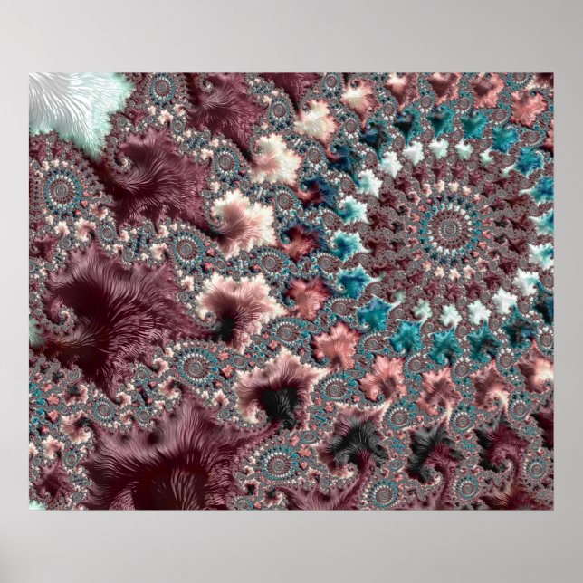 Retro Groovy Eclectic Bohemian Spiral Fractal Poster (Front)