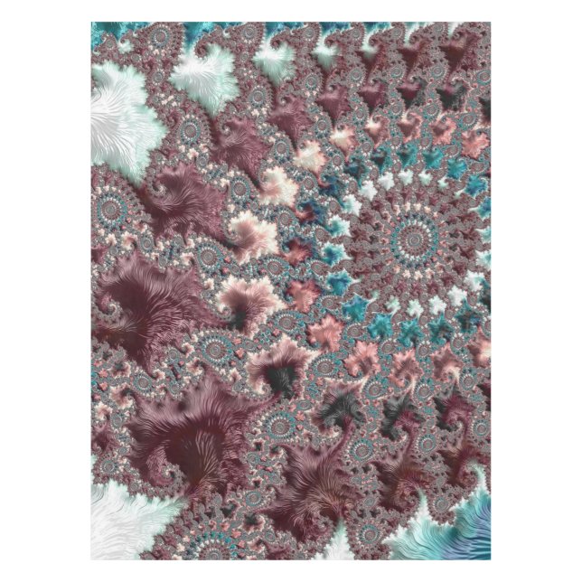 Retro Groovy Eclectic Bohemian Spiral Fractal Tablecloth (Front)