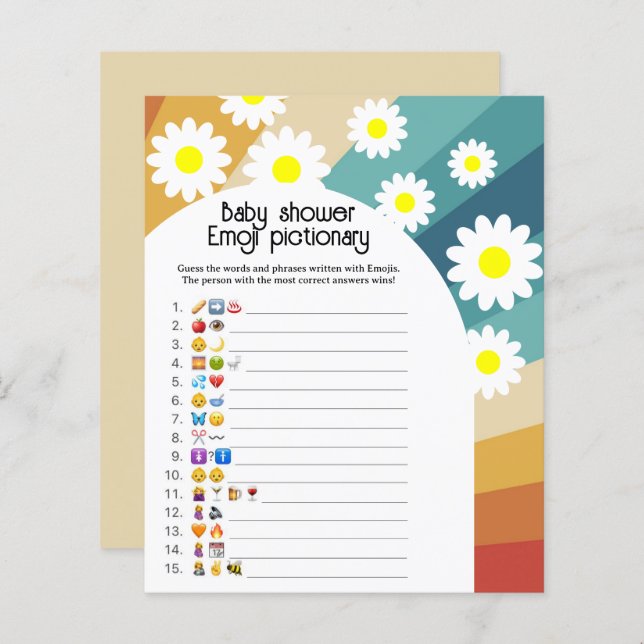 Retro Groovy - Emoji picture game baby shower (Front/Back)